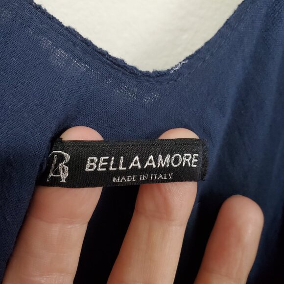 BELLA AMORE Linen Blend Summer Dress Polka Dot Layered Blue White Women's Small - Picture 6 of 9